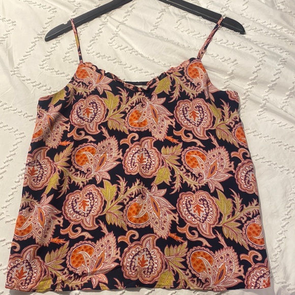 Loft paisley spaghetti strap tank with ruffle neckline - Picture 1 of 2